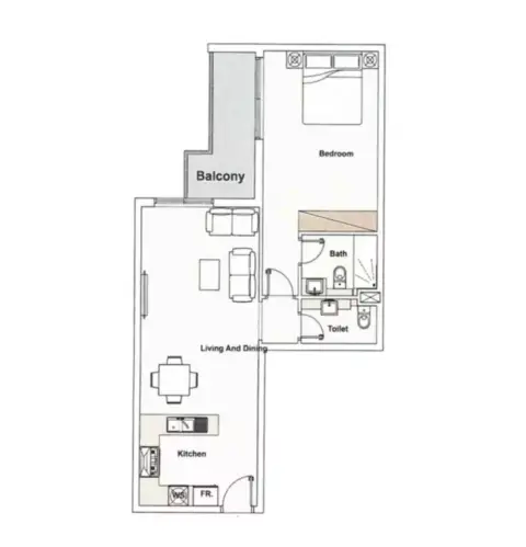 Plattegrond van 1 slaapkamer in Pantheon Elysee