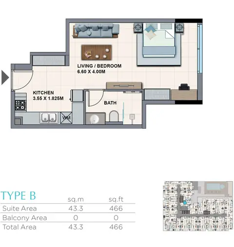 Plattegrond van Studio in La Riviera Azure