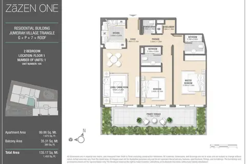 Plattegrond van 2 slaapkamers in ZaZEN One at JVT