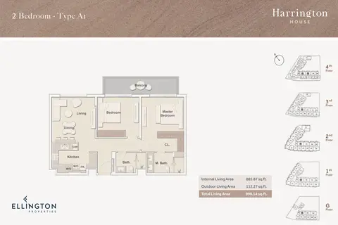 Plattegrond van 2 slaapkamers in Harrington House