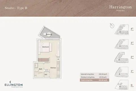 Plattegrond van Studio in Harrington House