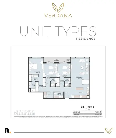 Plattegrond van 3 slaapkamers in Verdana Phase 6