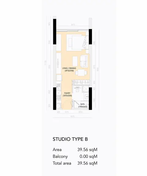 Plattegrond van Studio in Imperial Residence Dubai