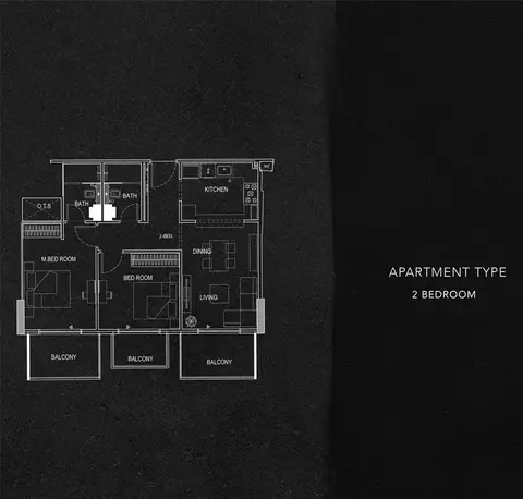 Plattegrond van 2 slaapkamers in Binghatti Rose
