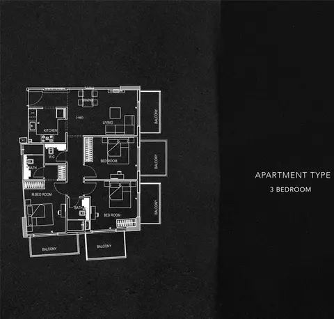 Plattegrond van 3 slaapkamers in Binghatti Rose