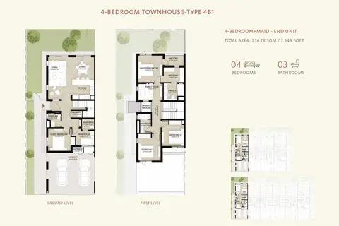 Plattegrond van 4 slaapkamers in Mudon Al Ranim