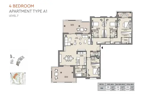 Plattegrond van 4 slaapkamers in MJL Al Jazi