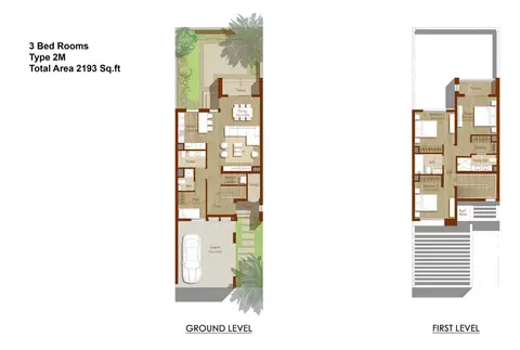 Plattegrond van 3 slaapkamers in Reem Townhouses