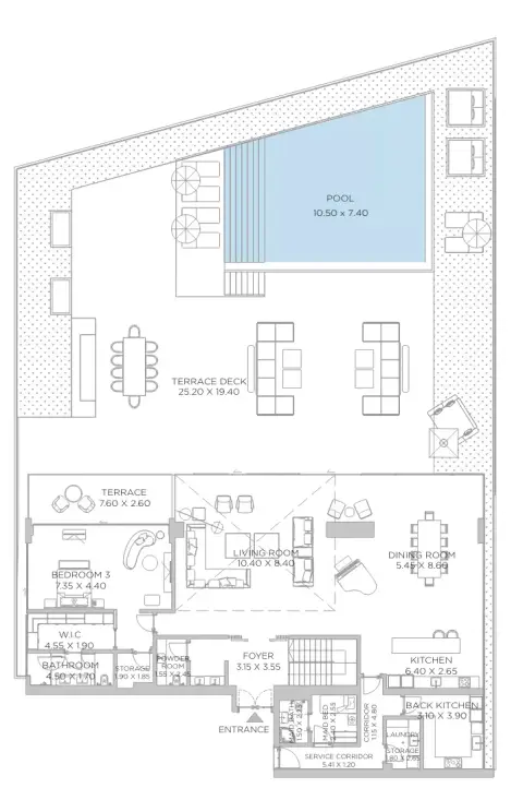 Plattegrond van 4 slaapkamers in Rixos Beach Residences Phase 2 By Nakheel