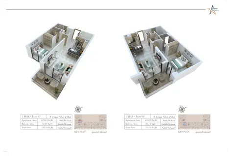 Plattegrond van 1 slaapkamer in Rigel Apartments