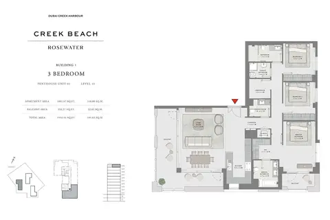 Plattegrond van 3 slaapkamers in Rosewater at Creek Beach