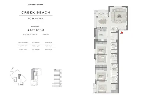 Plattegrond van 4 slaapkamers in Rosewater at Creek Beach