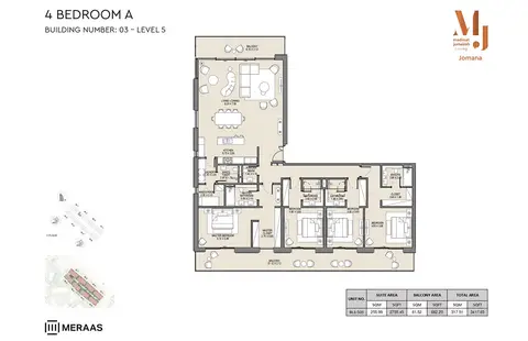 Plattegrond van 4 slaapkamers in MJL Jomana