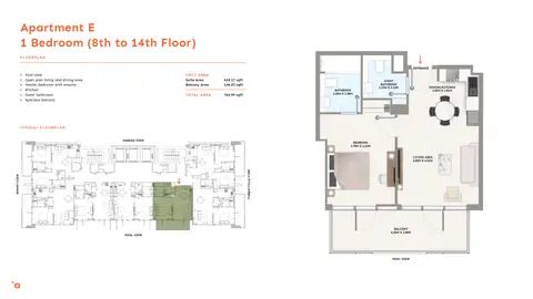 Plattegrond van 1 slaapkamer in PG ONE at Al Furjan