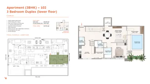 Plattegrond van 3 slaapkamers in PG ONE at Al Furjan