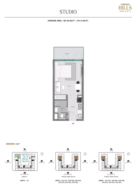 Plattegrond van Studio in Samana Hills South
