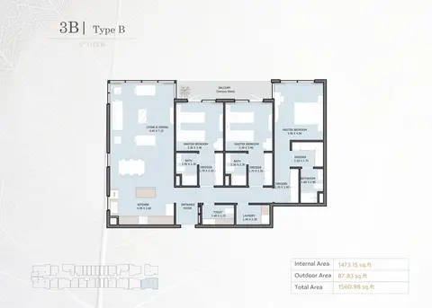 Plattegrond van 3 slaapkamers in Verdana Phase 5