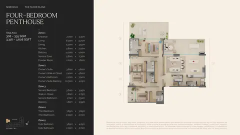 Plattegrond van 4 slaapkamers in Serenova at Dubai Silicon Oasis