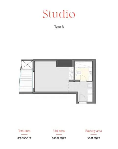 Plattegrond van Studio in IGO Pelagos at Dubai Marina