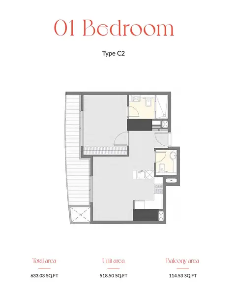 Plattegrond van 1 slaapkamer in IGO Pelagos at Dubai Marina