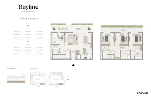 Plattegrond van 3 slaapkamers in Emaar Bayline Mina Rashid