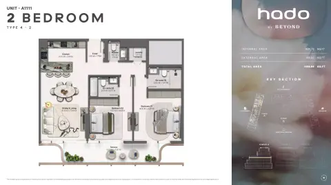 Plattegrond van 2 slaapkamers in Hado by Beyond