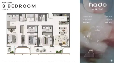 Plattegrond van 3 slaapkamers in Hado by Beyond