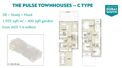 Plattegrond van 3 slaapkamers in The Pulse