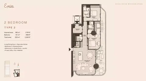 Plattegrond van 2 slaapkamers in Eywa Way of Water