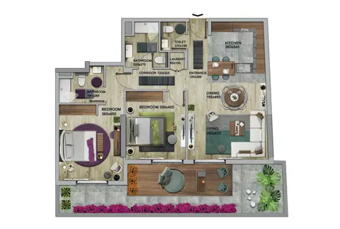 Plattegrond van 2 slaapkamers in The Haven Residences