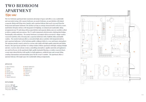 Plattegrond van 2 slaapkamers in The Orchard Place at JVC