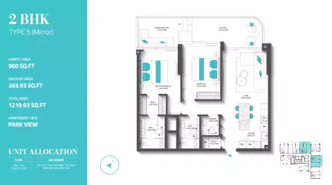 Plattegrond van 2 slaapkamers in REFF 997