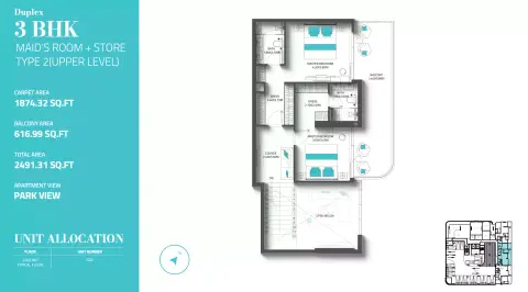 Plattegrond van 3 slaapkamers in REFF 997