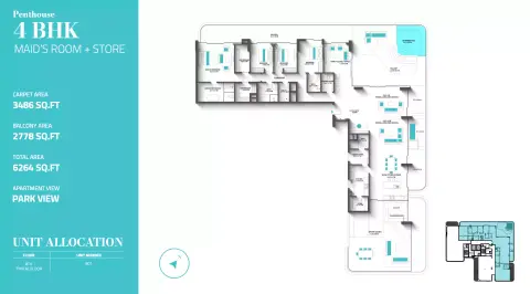 Plattegrond van 4 slaapkamers in REFF 997