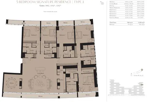 Plattegrond van 5 slaapkamers in The Royal Atlantis Residences