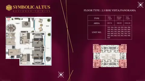 Plattegrond van 3 slaapkamers in Symbolic Altus