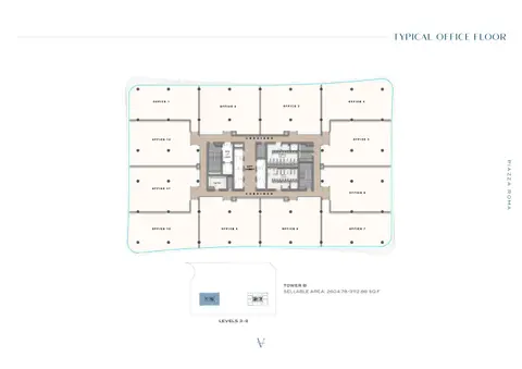 Plattegrond van Office Space in Piazza Roma at Damac Lagoons