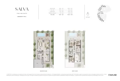 Plattegrond van 3 slaapkamers in Salva The Heights