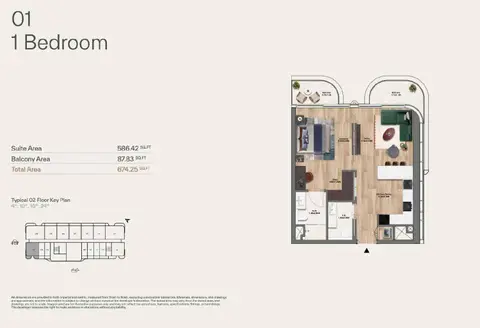 Plattegrond van 1 slaapkamer in Velos Residence at Dubai Motor City