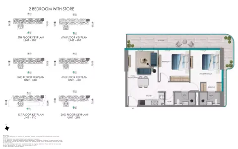 Plattegrond van 2 slaapkamers in Samana South Haven