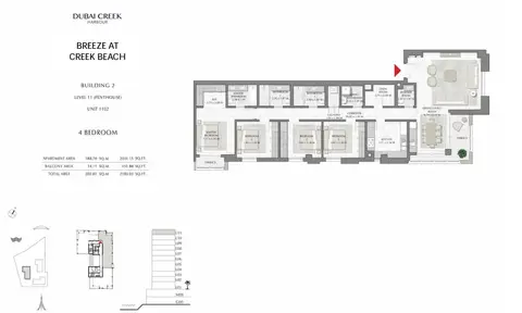 Plattegrond van 4 slaapkamers in Breeze at Creek Beach
