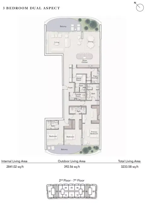 Plattegrond van 3 slaapkamers in Ellington Ocean House