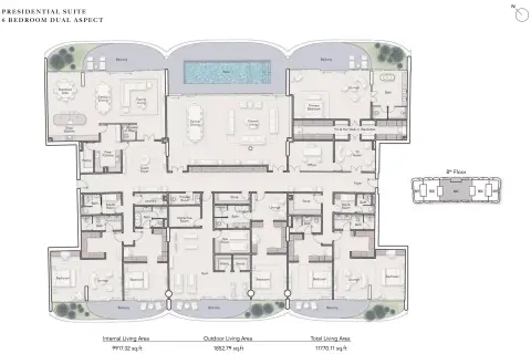 Plattegrond van 6 slaapkamers in Ellington Ocean House