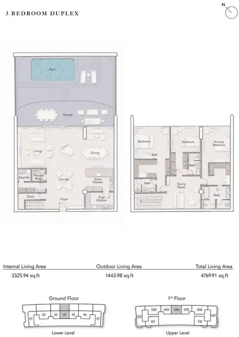 Plattegrond van 3 slaapkamers in Ellington Ocean House