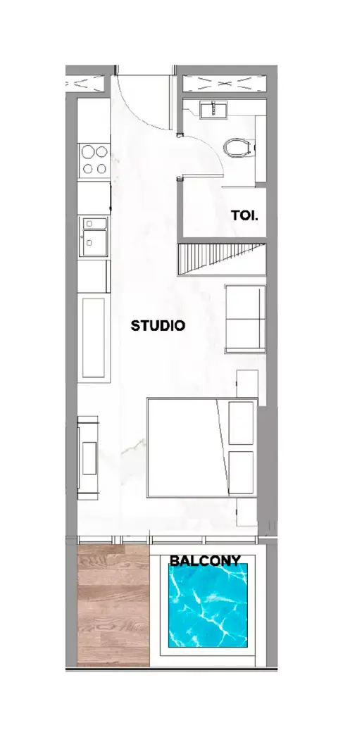 Plattegrond van Studio in Peace Lagoons Phase 2 by Peace Homes Group