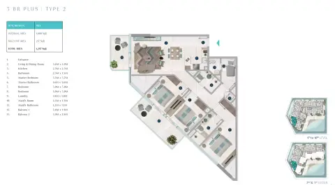 Plattegrond van 3 slaapkamers in Octa Isle Interiors