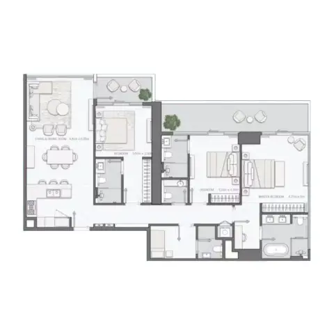 Plattegrond van 3 slaapkamers in Mansory Residences