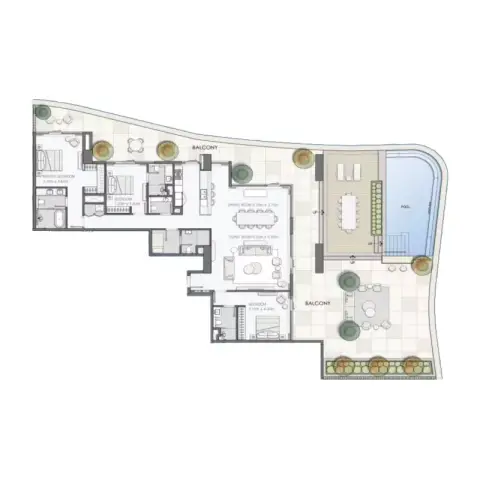 Plattegrond van 4 slaapkamers in Mansory Residences
