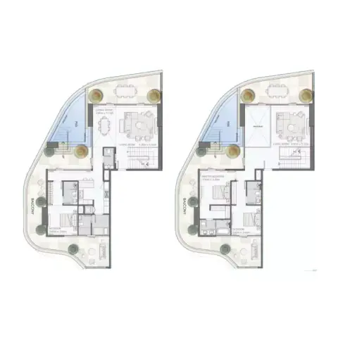 Plattegrond van 3 slaapkamers in Mansory Residences