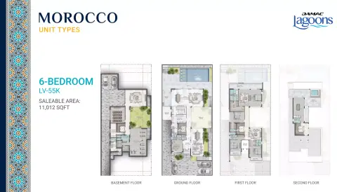 Plattegrond van 6 slaapkamers in Morocco Phase 2 By Damac